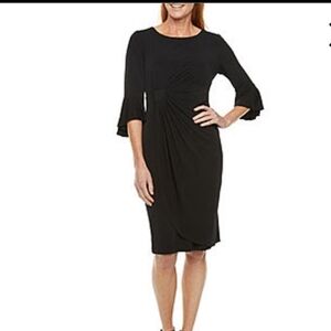 CONNECTED Apparel Size 10 3/4 length bell sleeve pleated ruched waist dress NWT